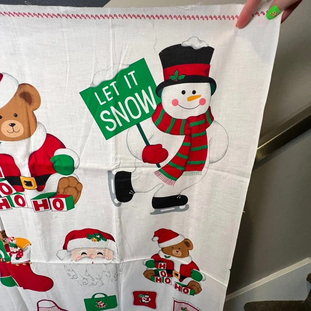 Vintage‎ Christmas Appliqué Fabric Panel Cranston VIP Santa Snowman Cut & Sew